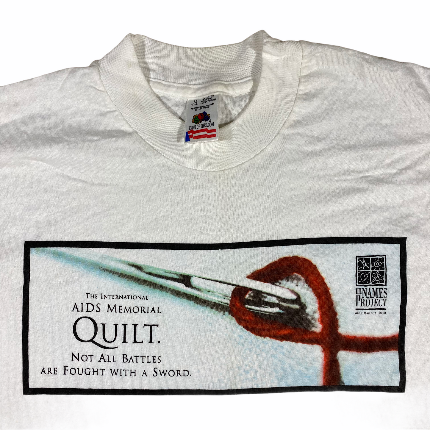 90s Aids memorial quilt tee. medium