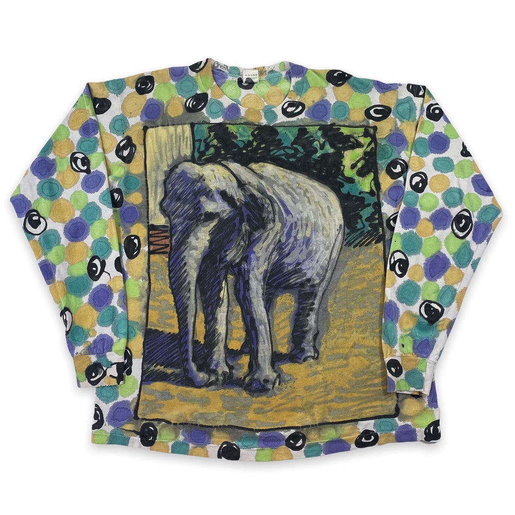 90s Elephant custom painted longsleeve shirt XL