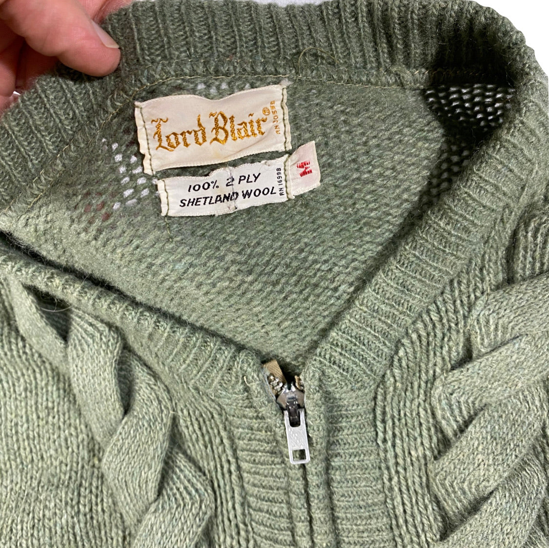 60s shetland wool zip sweater medium