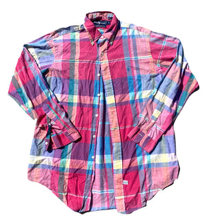 90s Polo ralph lauren madras plaid shirt. medium