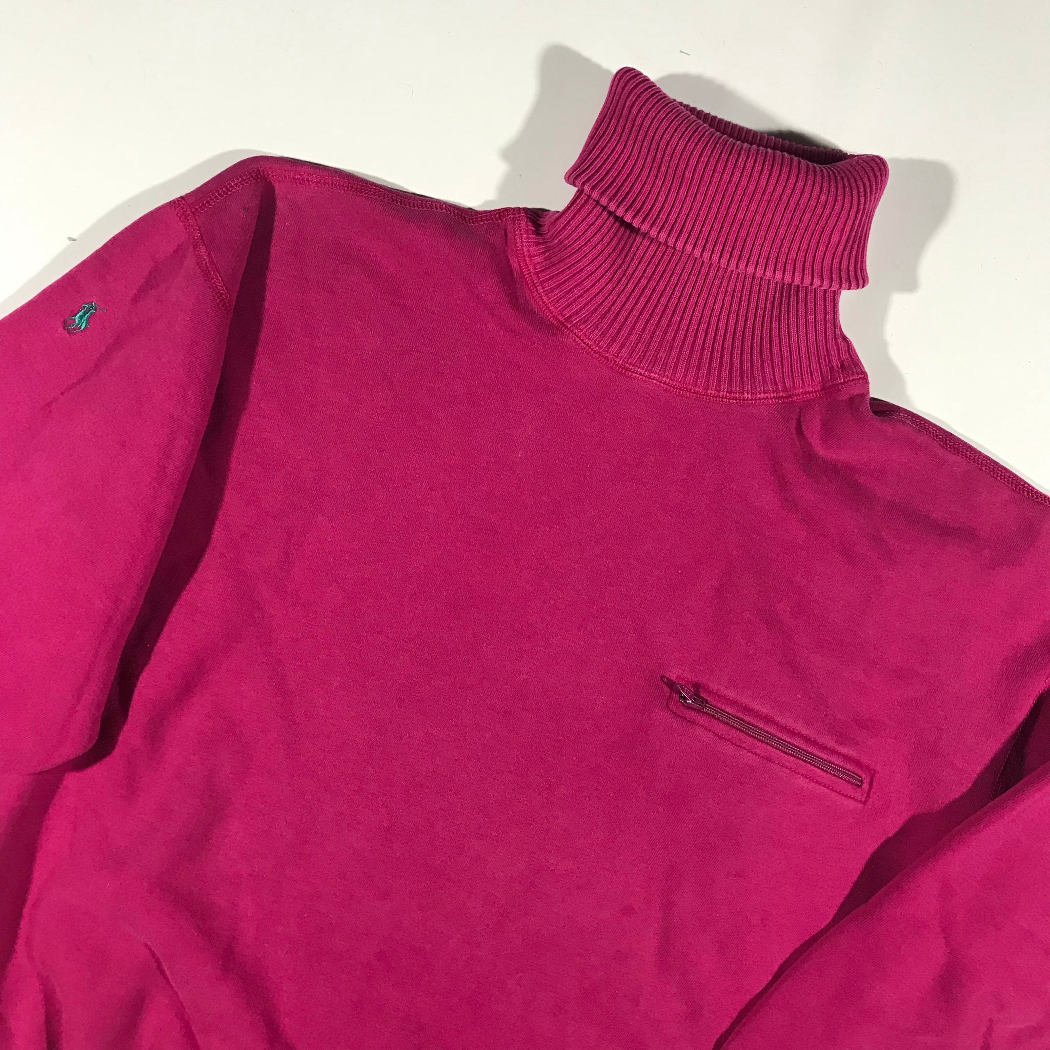 80s ralph lauren cotton turtleneck sweatshirt. zip pocket. Small