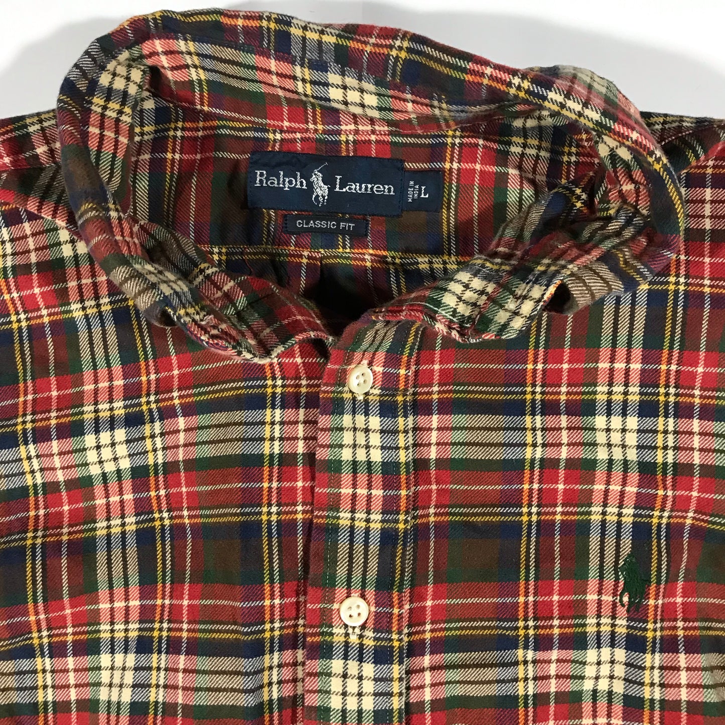 Polo ralph lauren plaid thick cotton button down. large