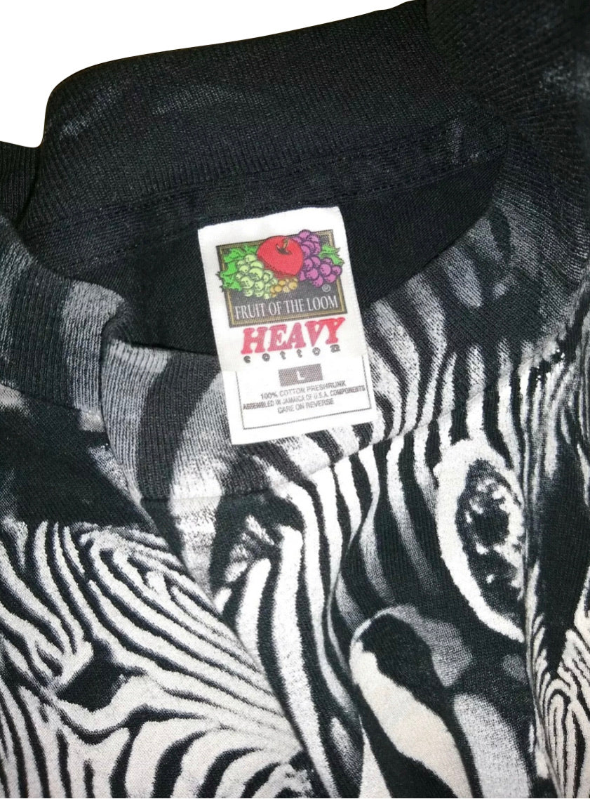 90s All over zebra print tee large