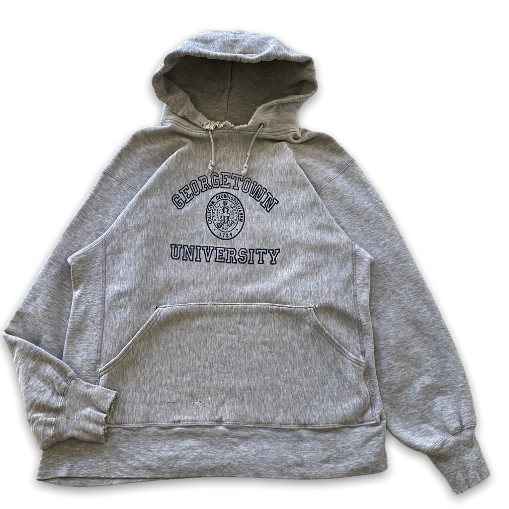 80s George town heavyweight sand knit hooded sweatshirt. L/XL