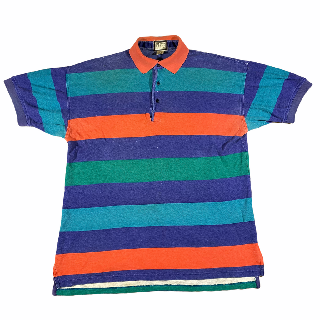 90s Striped Polo Shirt Large