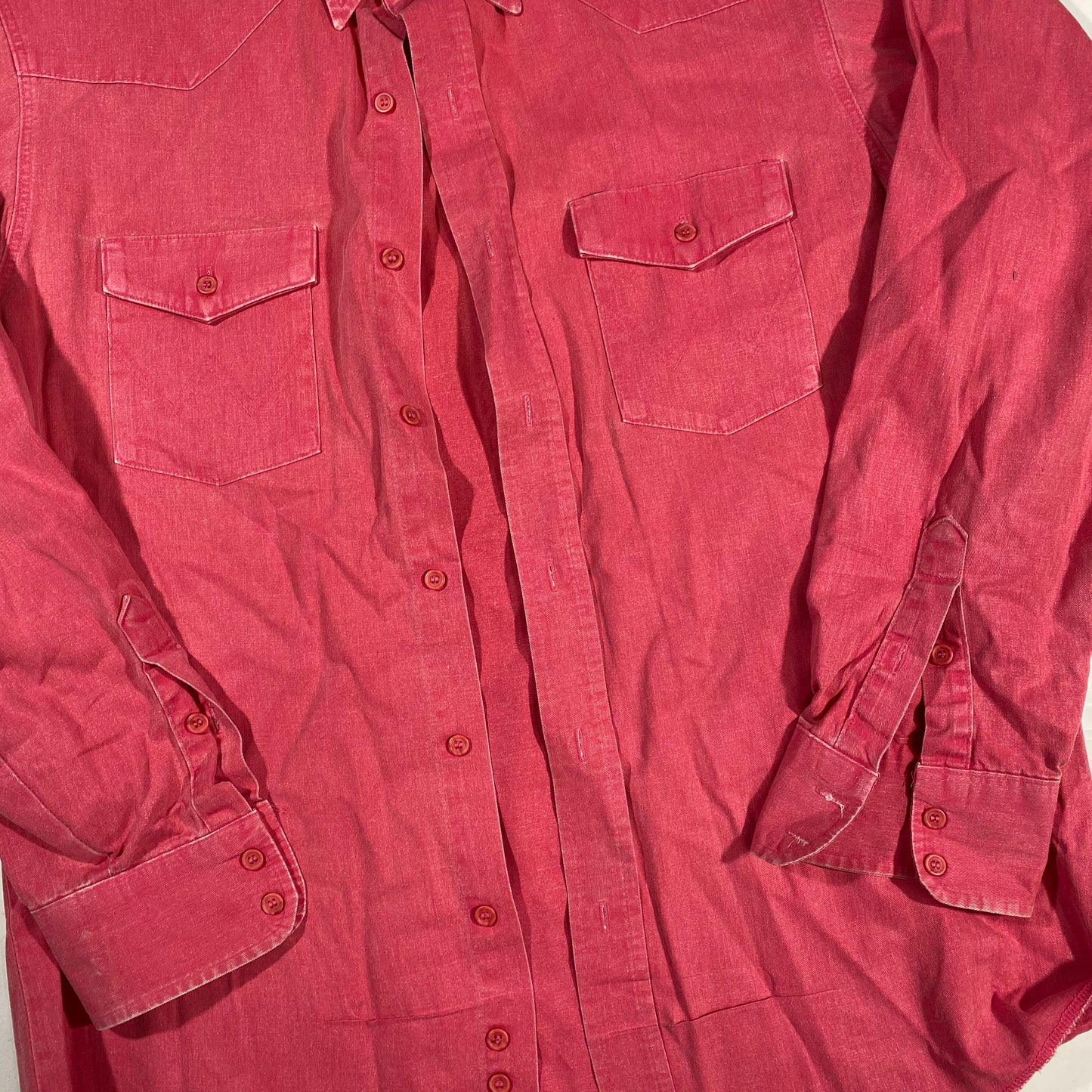 80s Wrangler stiff cotton button down shirt XL