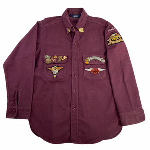 80s Chamois shirt. custom eagle embroidery and harley pins. large