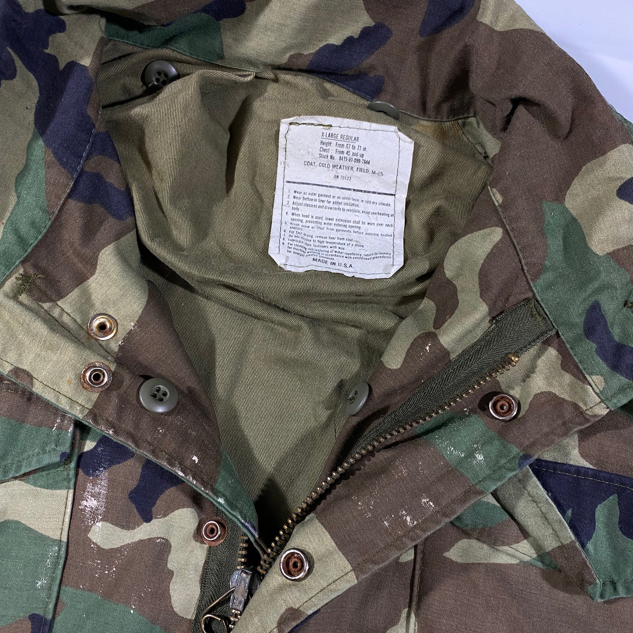 80s Heavy weight camo army jacket XL