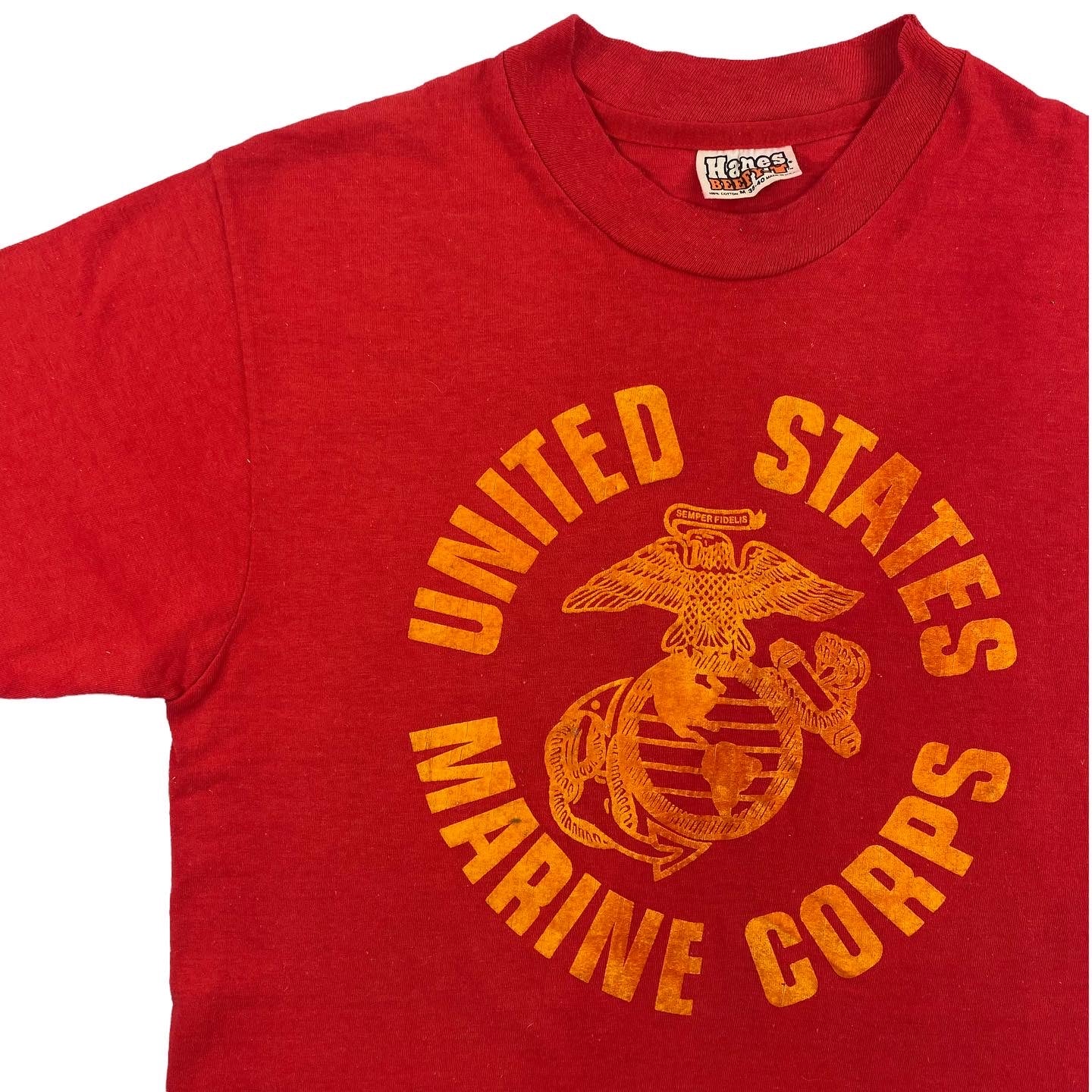 80s Marine corps flocked tee S/M