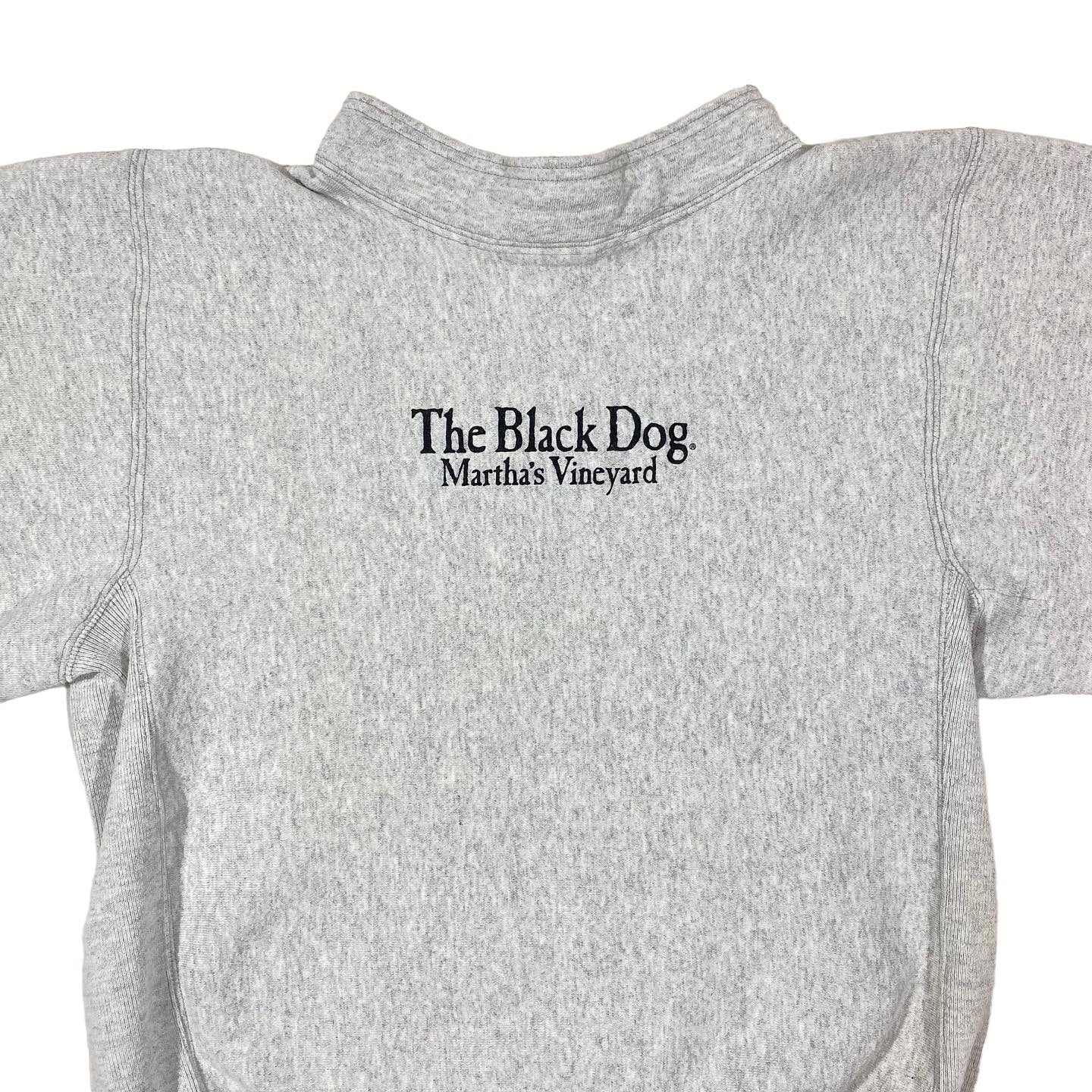 80s Black dog tie neck heavyweight sweatshirt medium