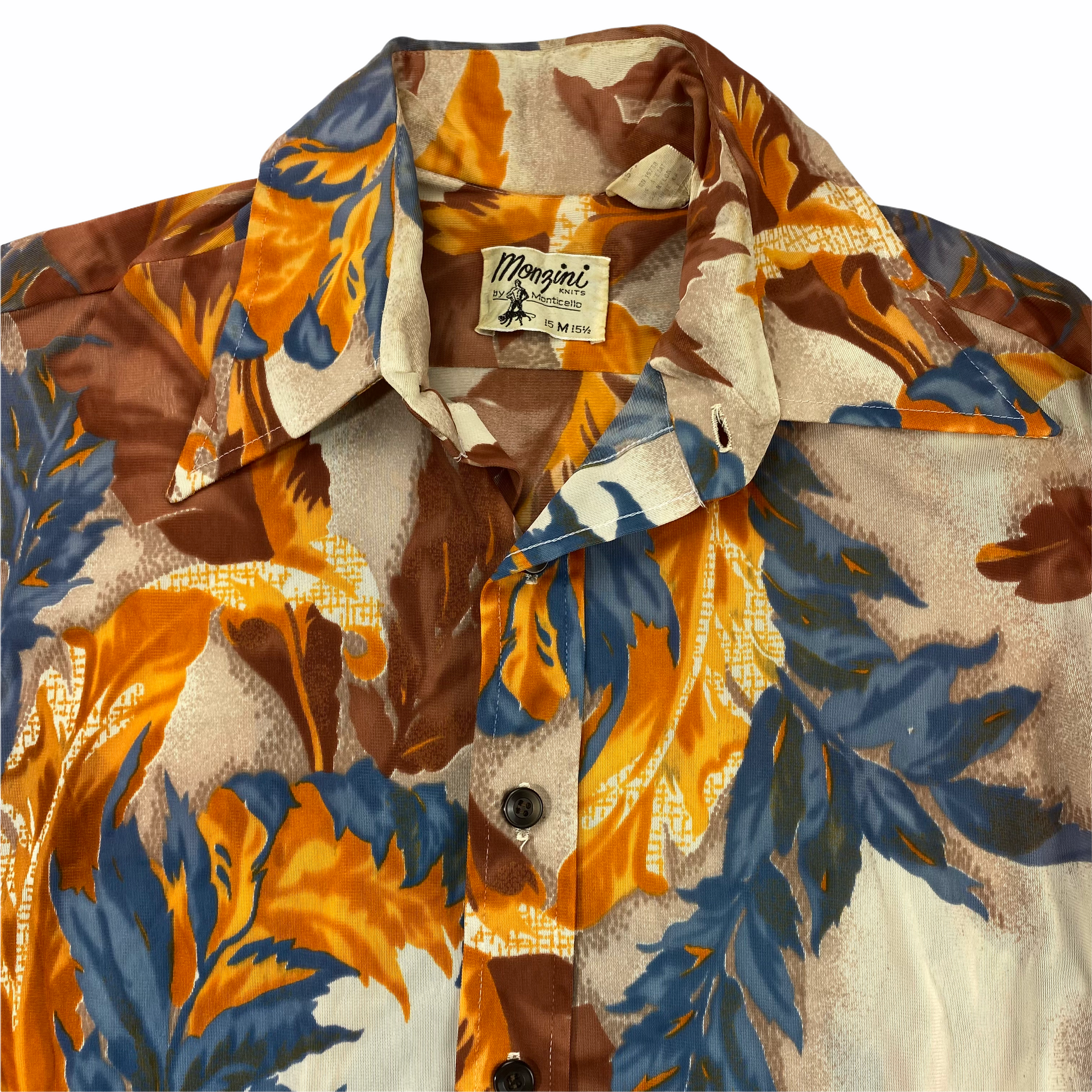 70s Floral Poly Shirt Small