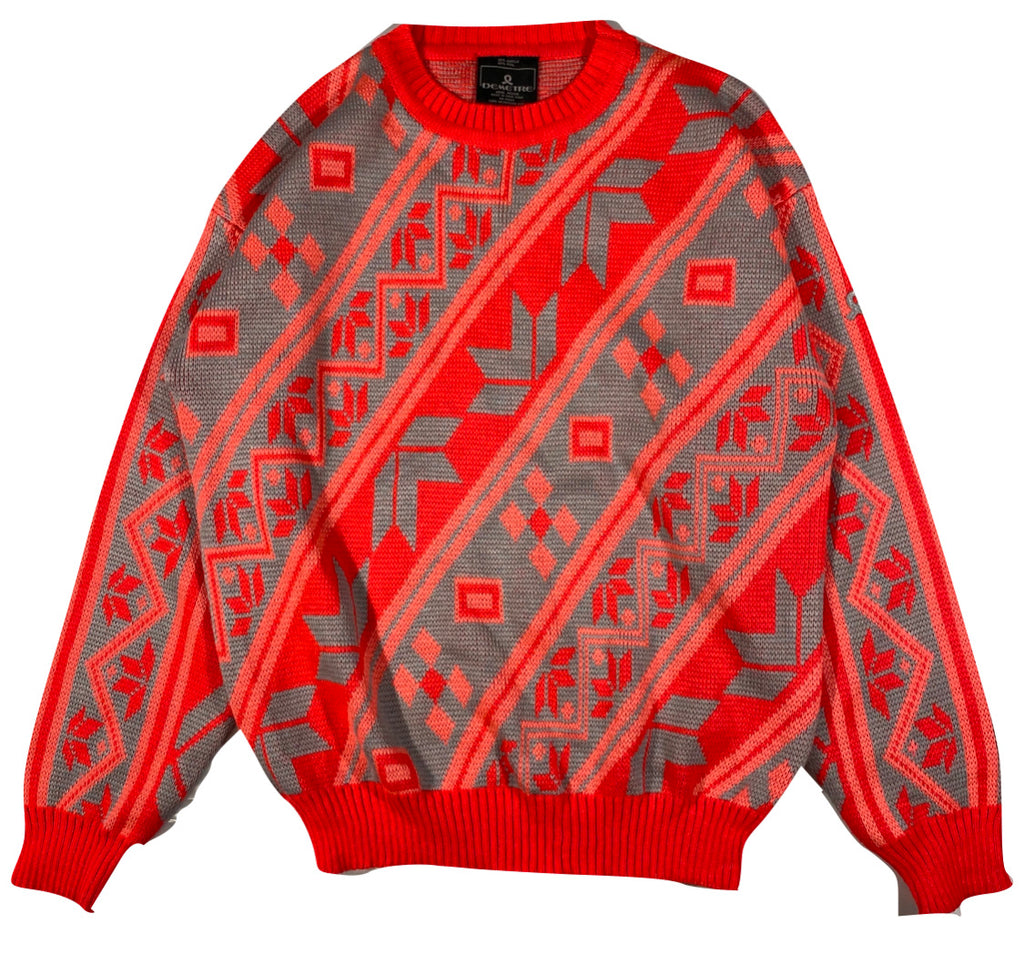 80s Demetre wool blend sweater. neon orange medium