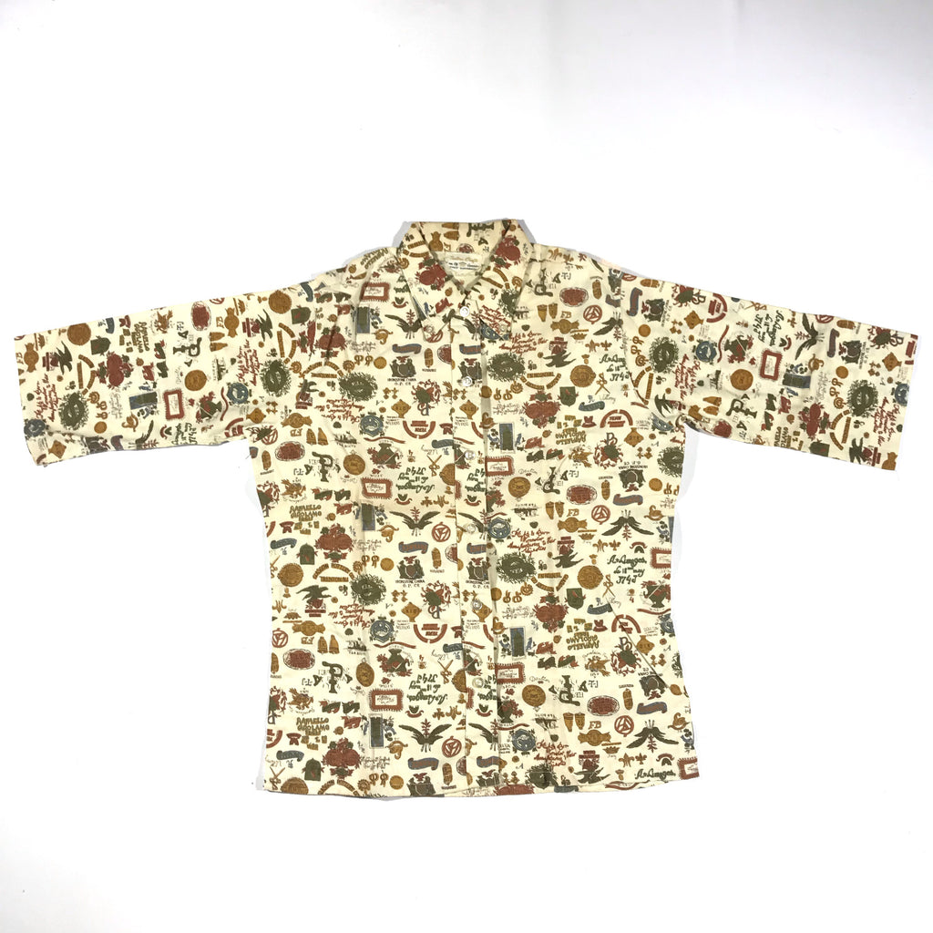 60s Allover print button down. Xs/S fit