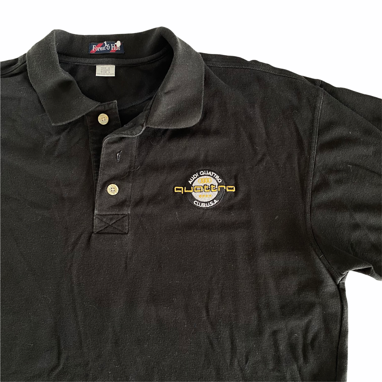 90s Audi quattro club polo Large