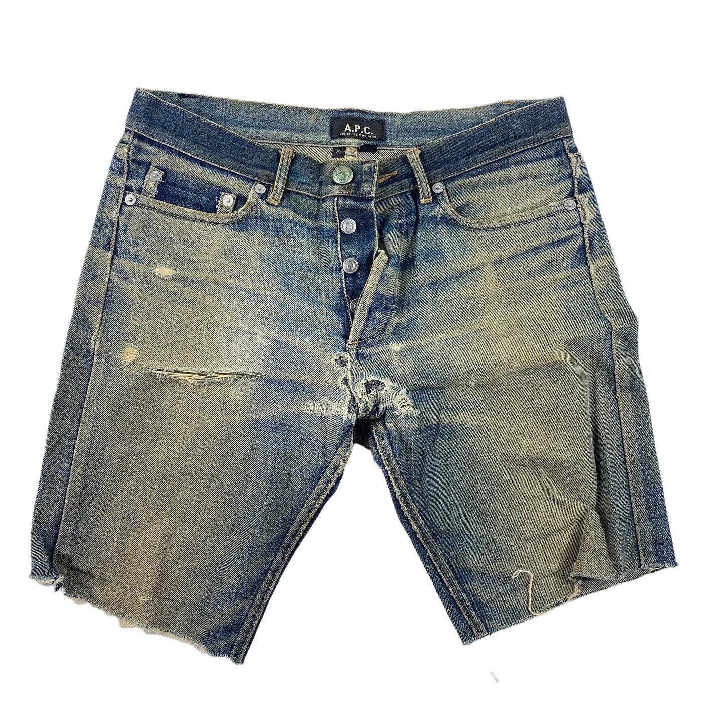 APC well worn and repaired cut off shorts. sz30