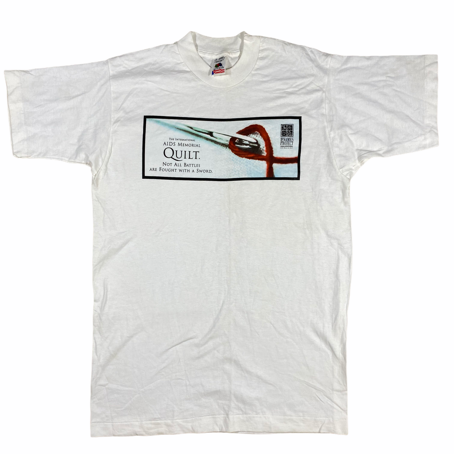 90s Aids memorial quilt tee. medium