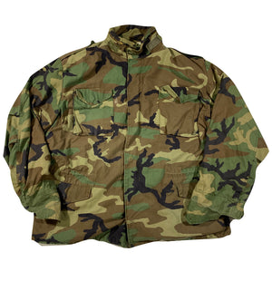 80s Heavy weight camo army jacket XL