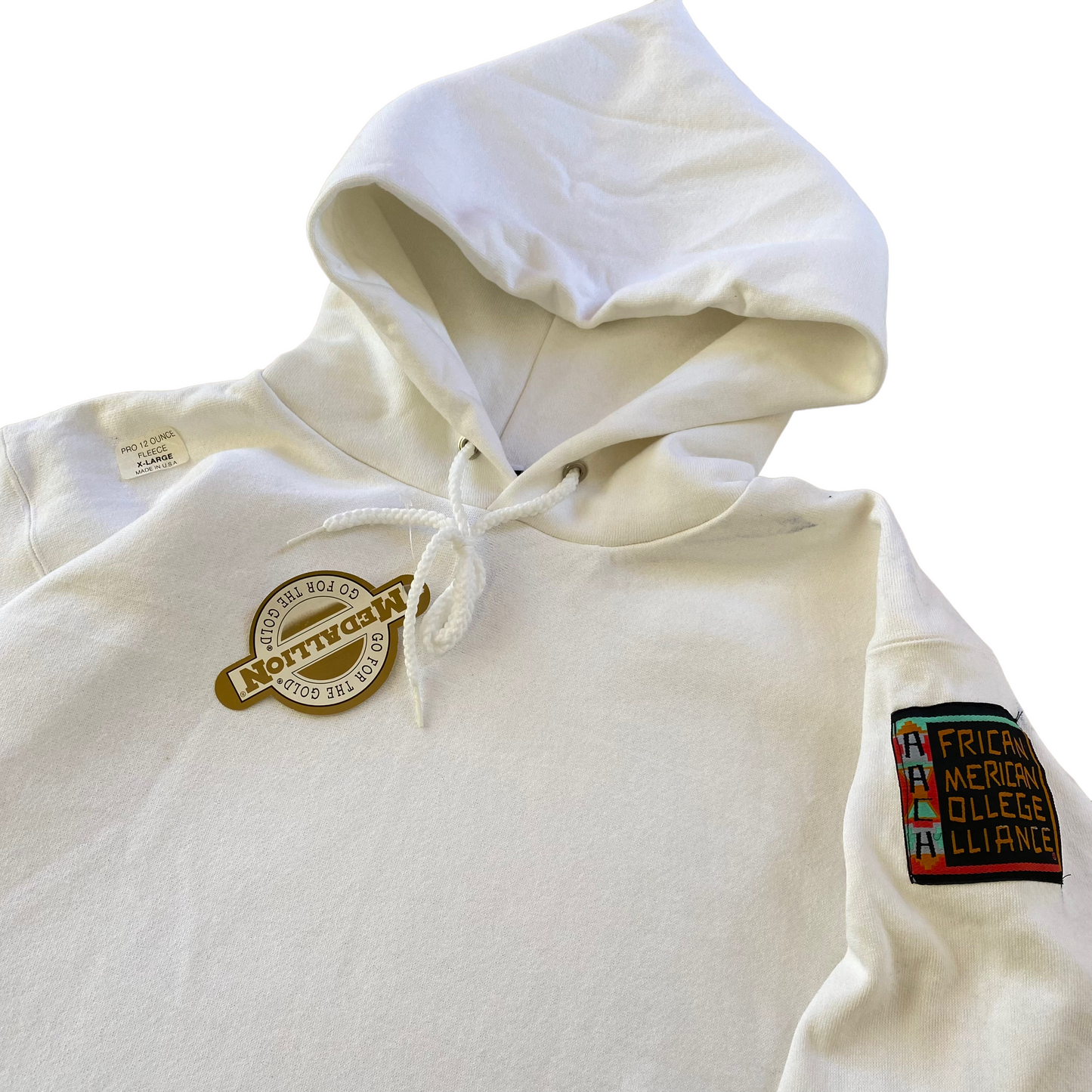 90s AACA Blank White 12oz Medallion Hoodie  - Extra Large