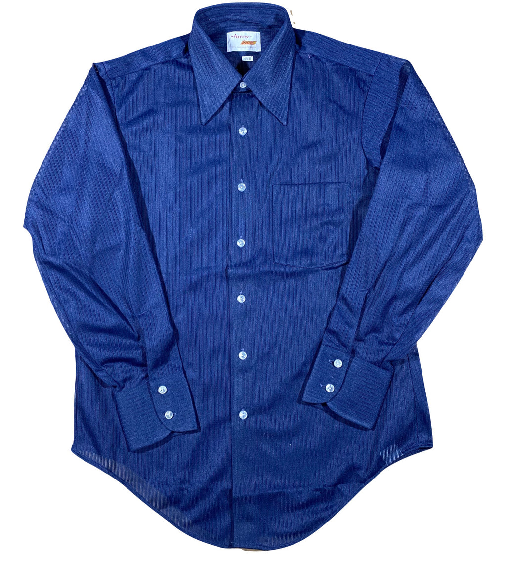 70s polyester button down dress shirt. kind of sheer/see thru. L/XL