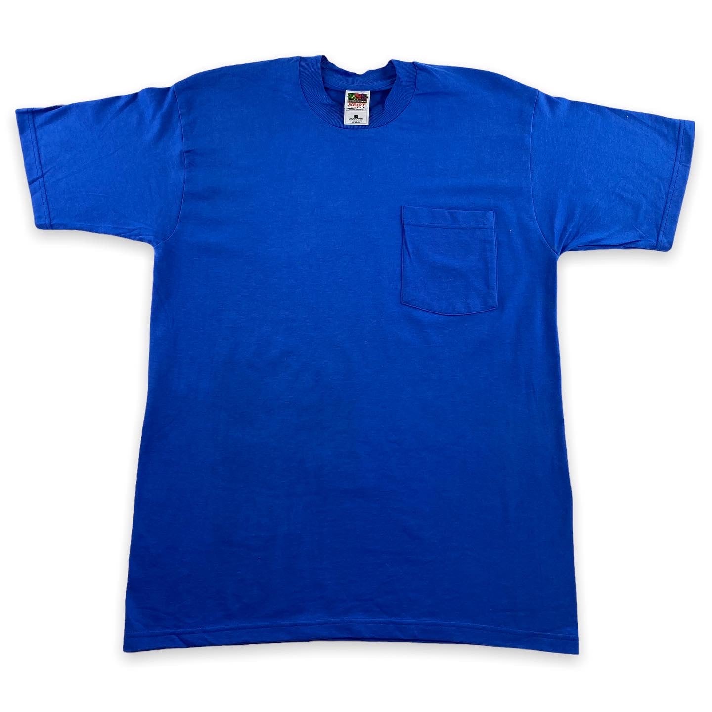 90s Blank pocket tee. blue. large