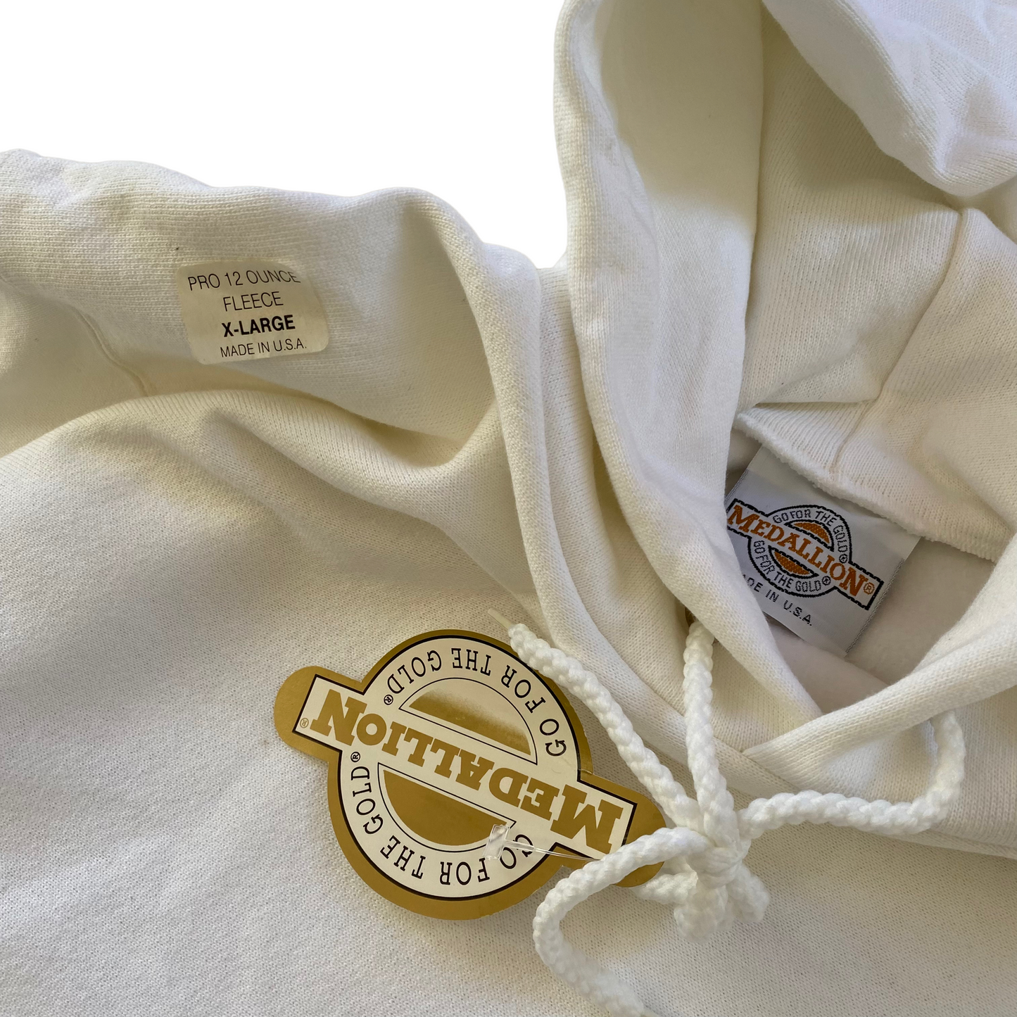 90s AACA Blank White 12oz Medallion Hoodie  - Extra Large