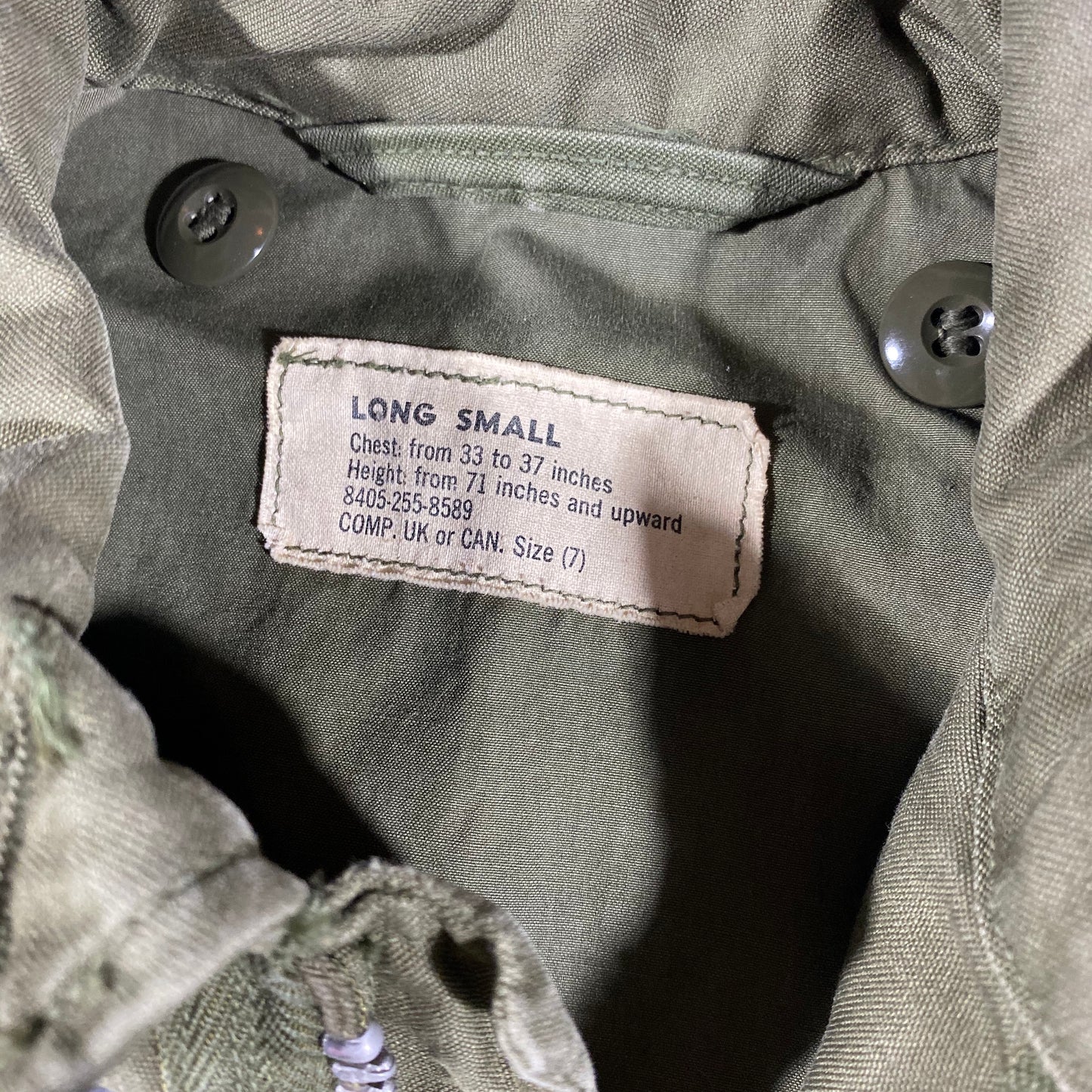 70s Military Jacket Long Small