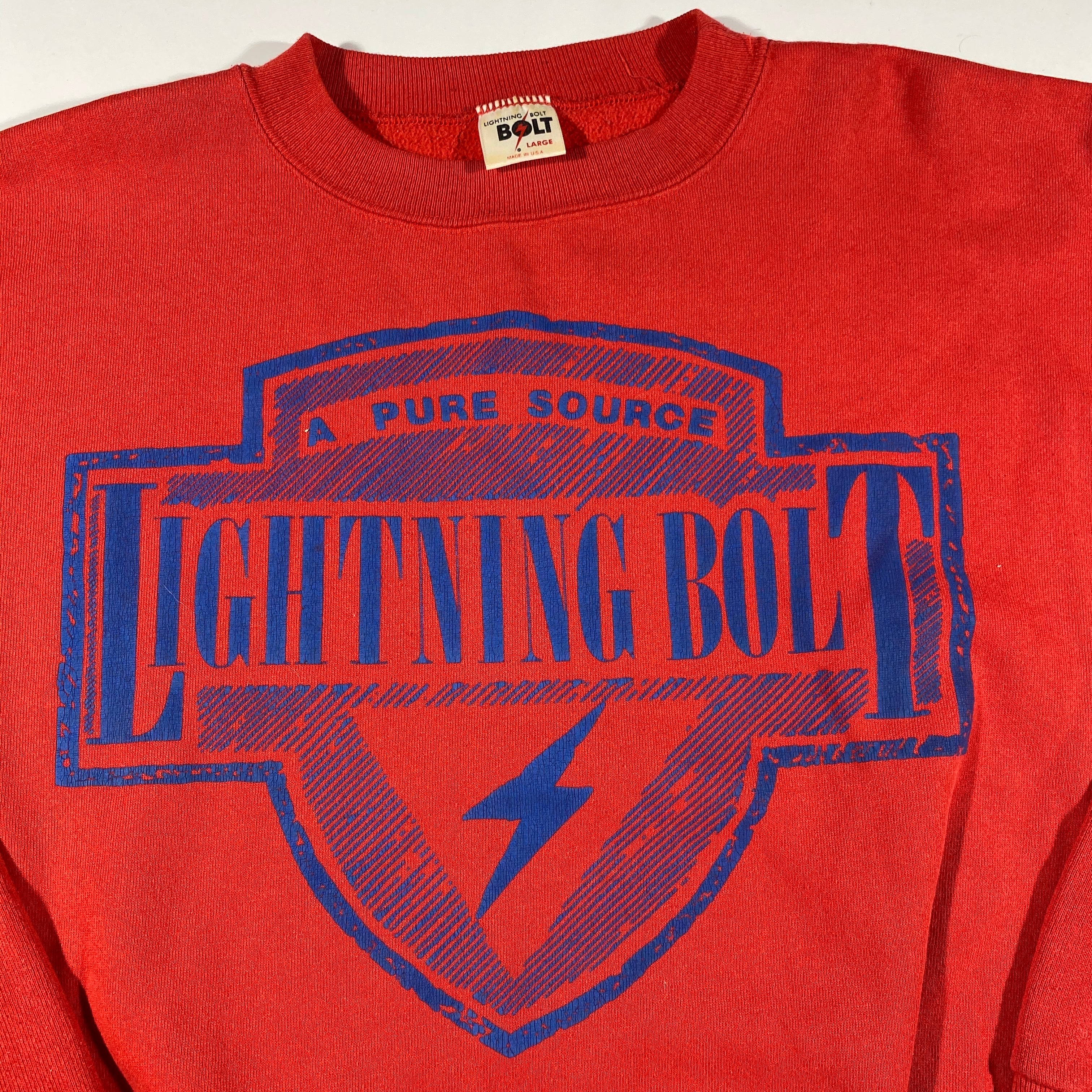 LIGHTNING BOLT / 80s/USA製/スウェット/L/ポリエステル/BLU 80s Lightning bolt sweatshirt. M/L – Vintage Sponsor
