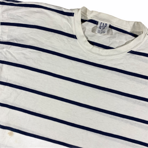 90s Gap Striped White T-Shirt Medium