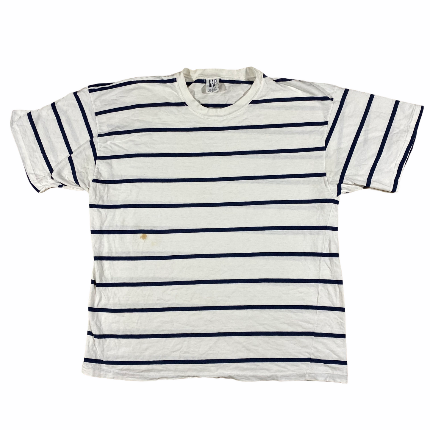 90s Gap Striped White T-Shirt Medium