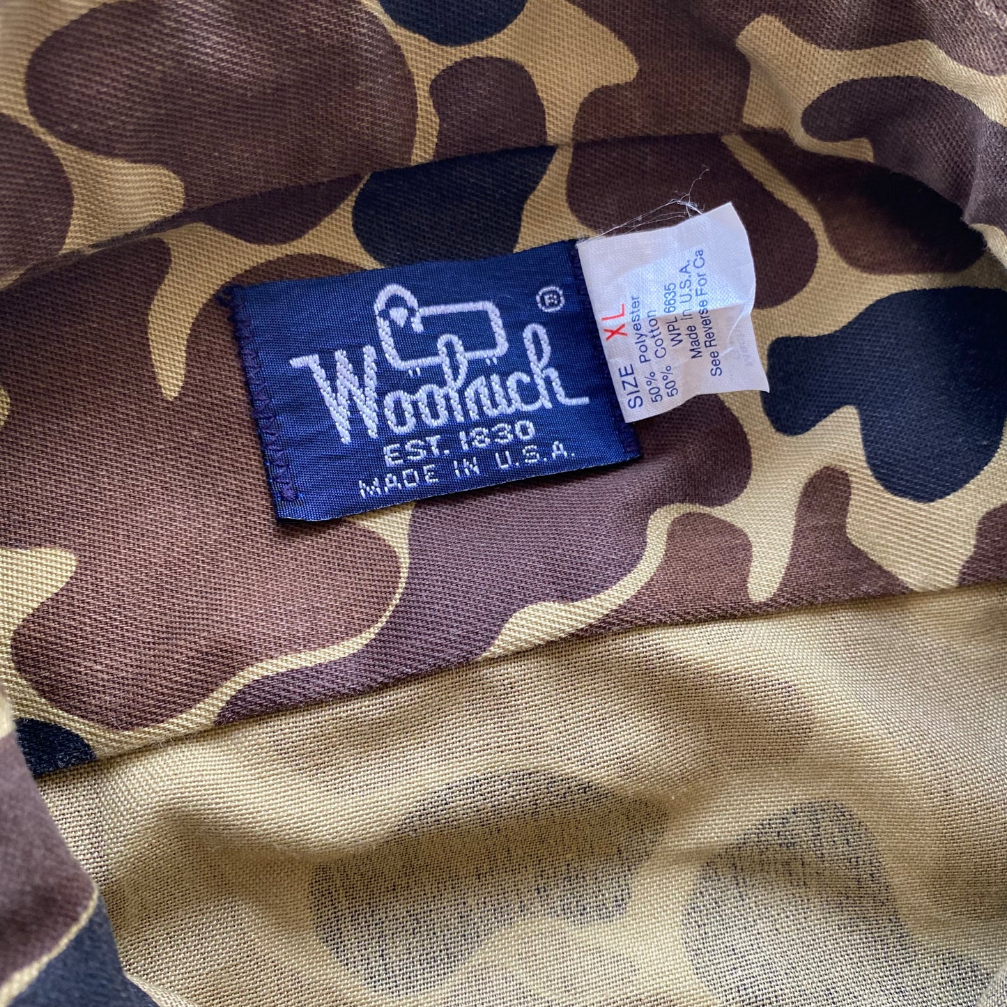 80s Woolrich field camo cotton shirt. XL