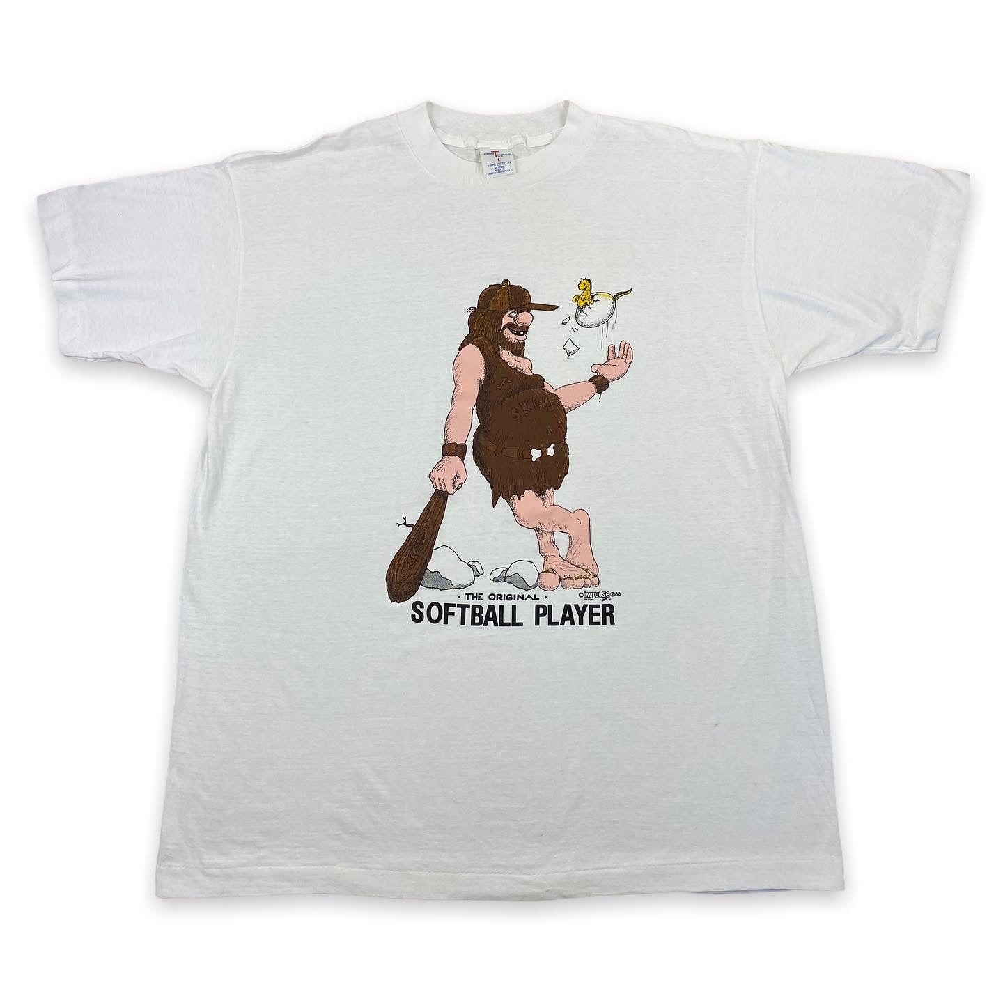 90s "Original softball player" Caveman tee - Extra Large