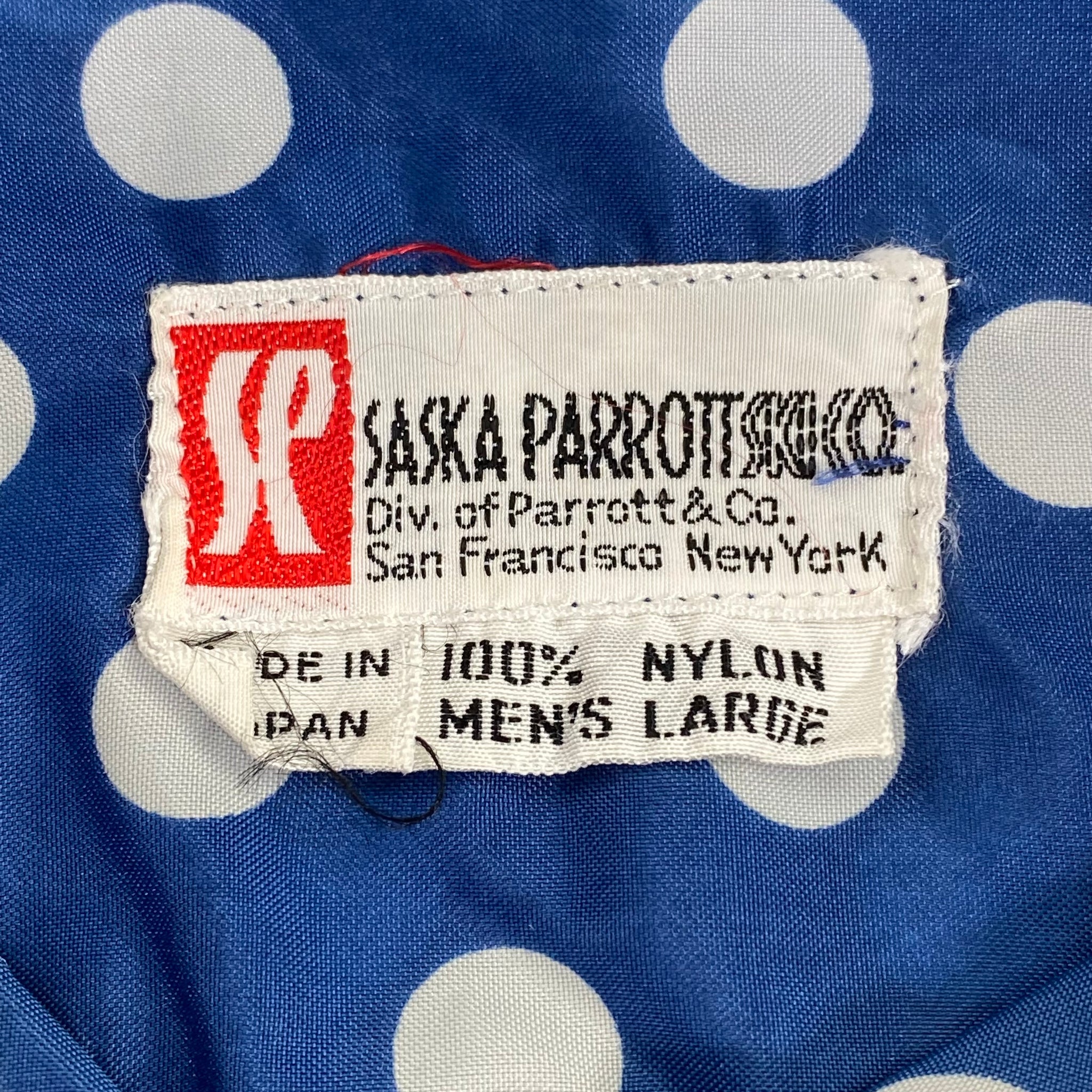 70s Nylon polka dot shirt. light weight. Large