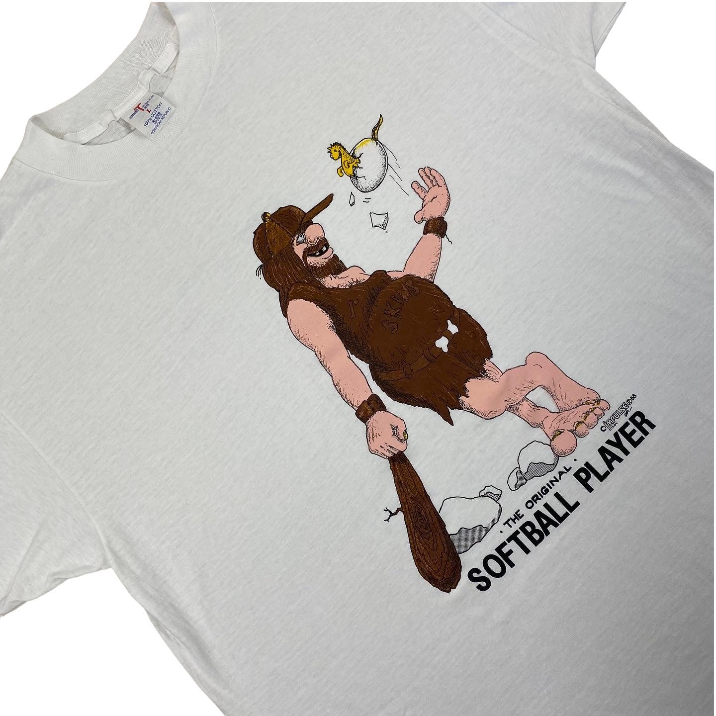 90s "Original softball player" Caveman tee - Extra Large