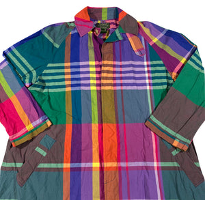 90s Polo country light cotton long plaid jacket. men’s medium, wmns large