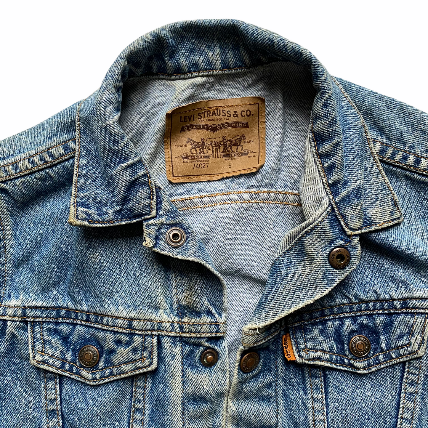 80s Levi’s orange tab denim jacket  kids sz5