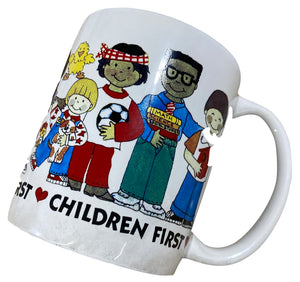 Qanon type beat. Children first mug