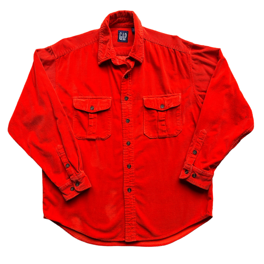 90s Gap orange corduroy shirt   L/XL