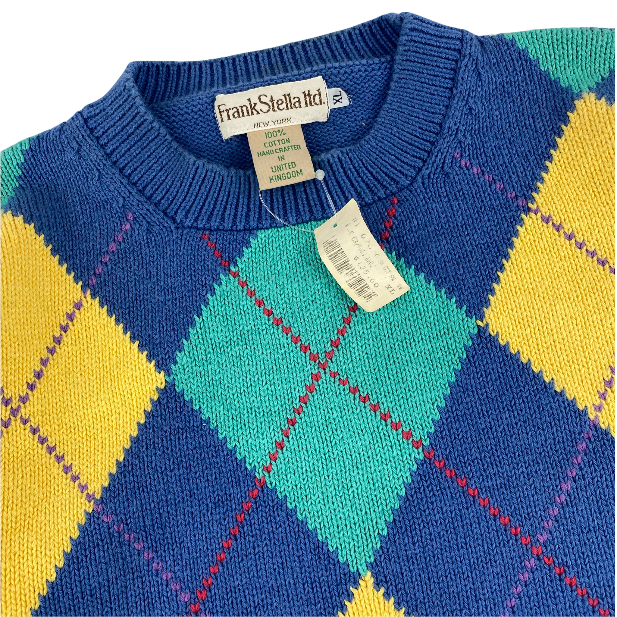 Frank stella cotton argyle sweater. XL