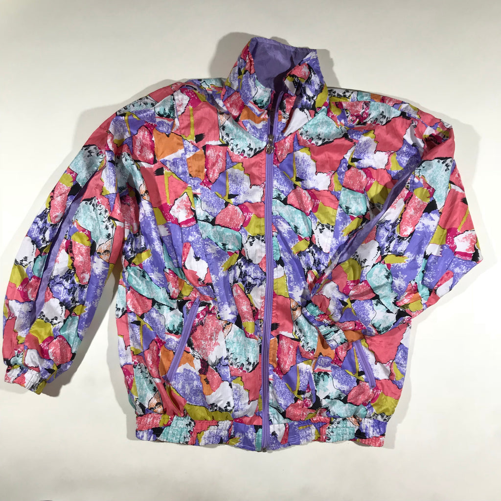 Colorful windbreaker jacket. ladies small/medium fit.